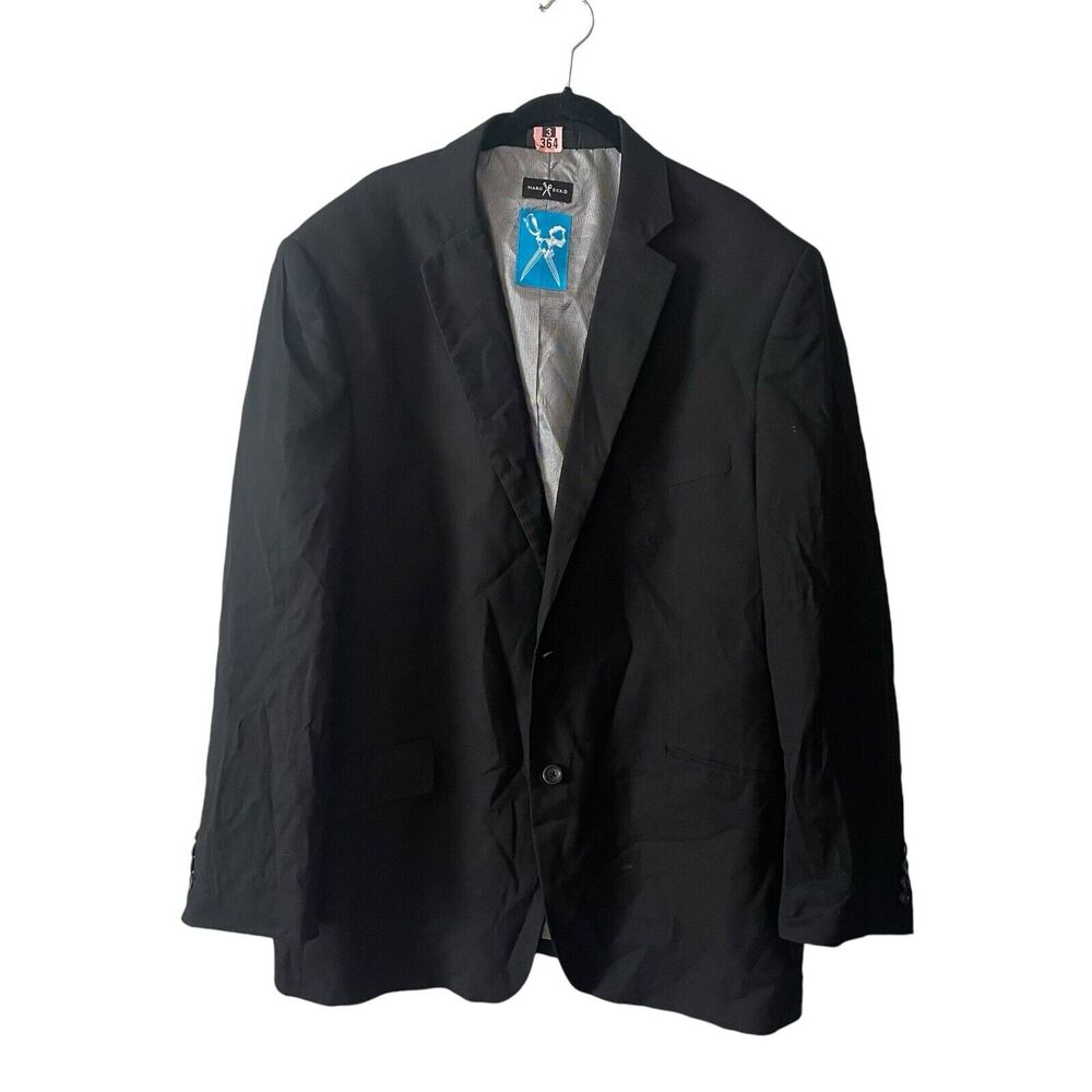 Marc Ecko Cut & Sew Mens 46R Sportscoat Blazer 2 Button Black Solid Sleek